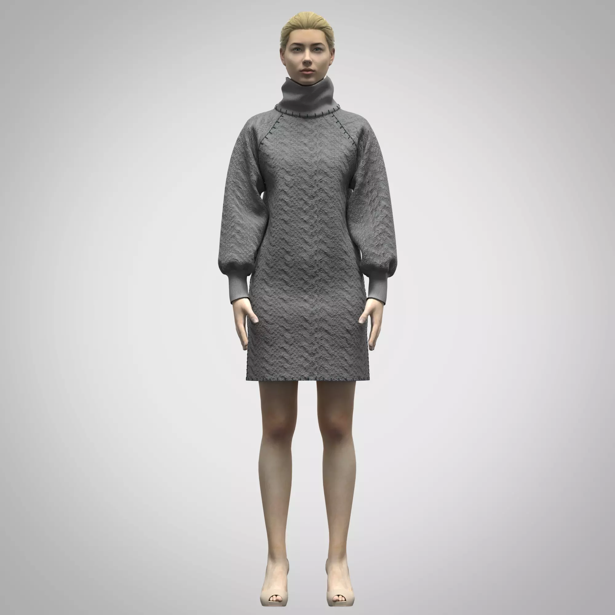 Womens Sweater Rigged 3d model Low-poly 3D model_0