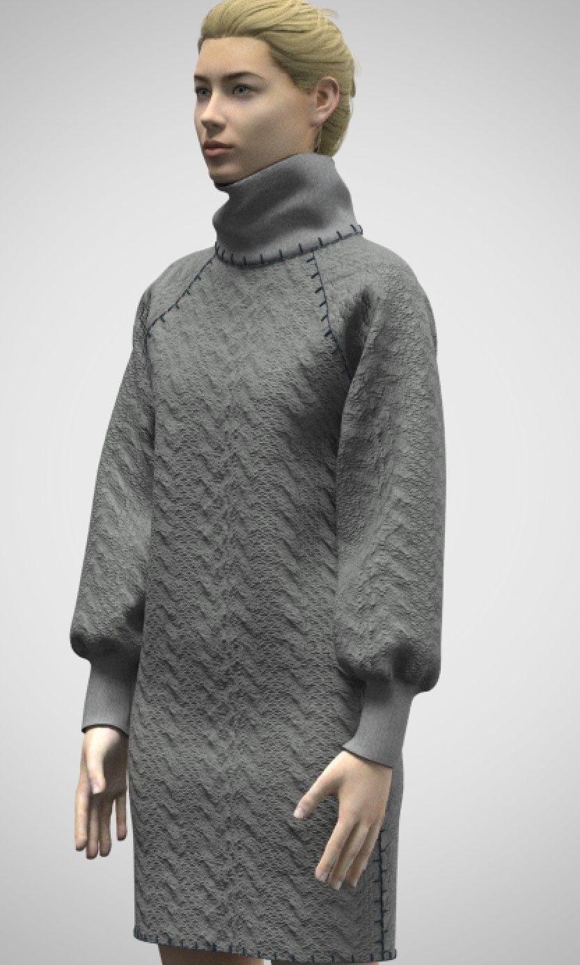 Womens Sweater Rigged 3d model Low-poly 3D model_3