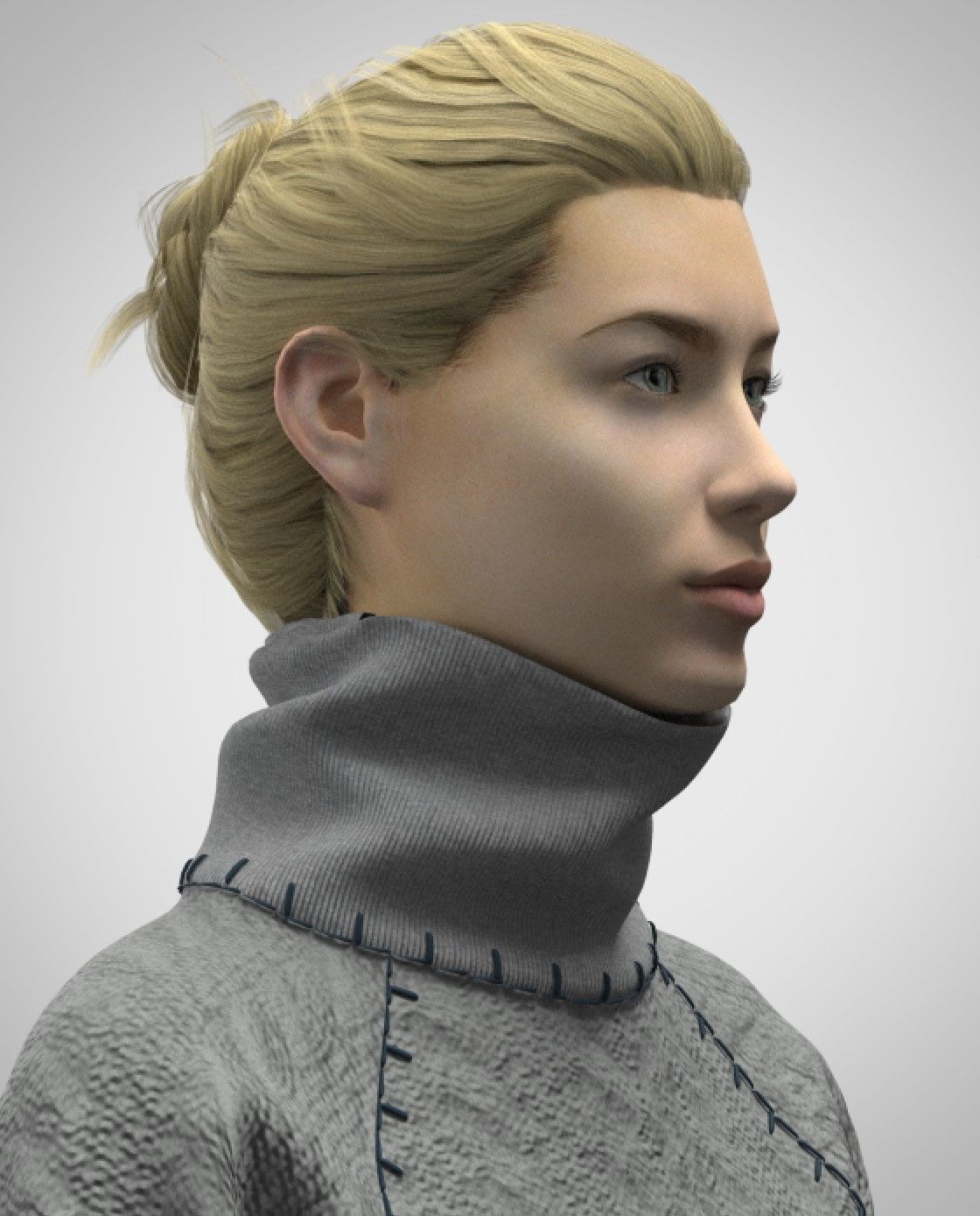 Womens Sweater Rigged 3d model Low-poly 3D model_4