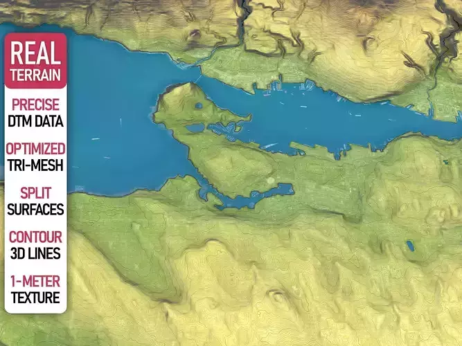 Vancouver - Topography Terrain Low-poly 3D model