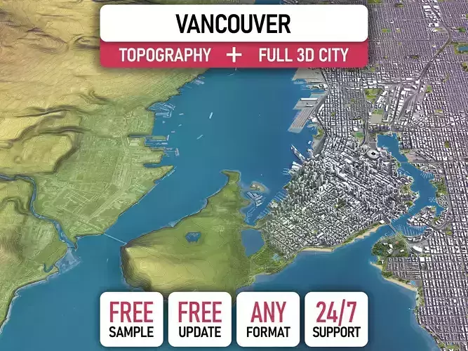 Vancouver - 3D City Topography Terrain 3D Model Collection