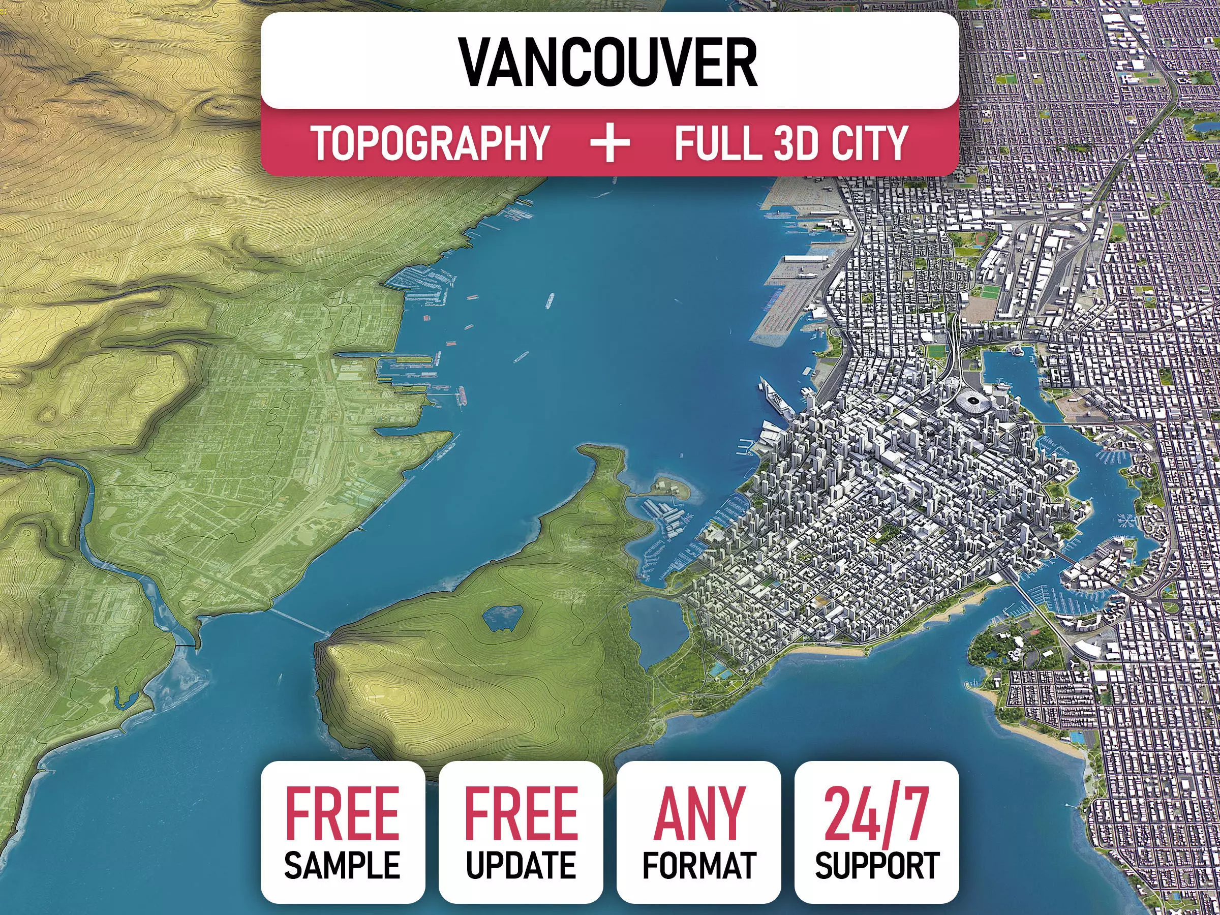 Vancouver - 3D City Topography Terrain 3D Model Collection_0