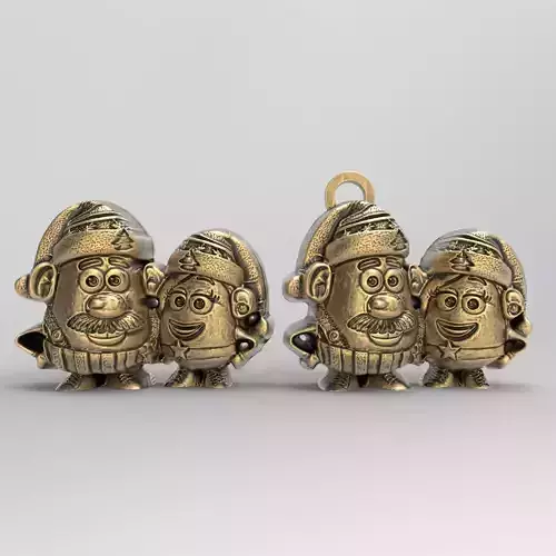 mr and mrs potato christmas decor  3D print model