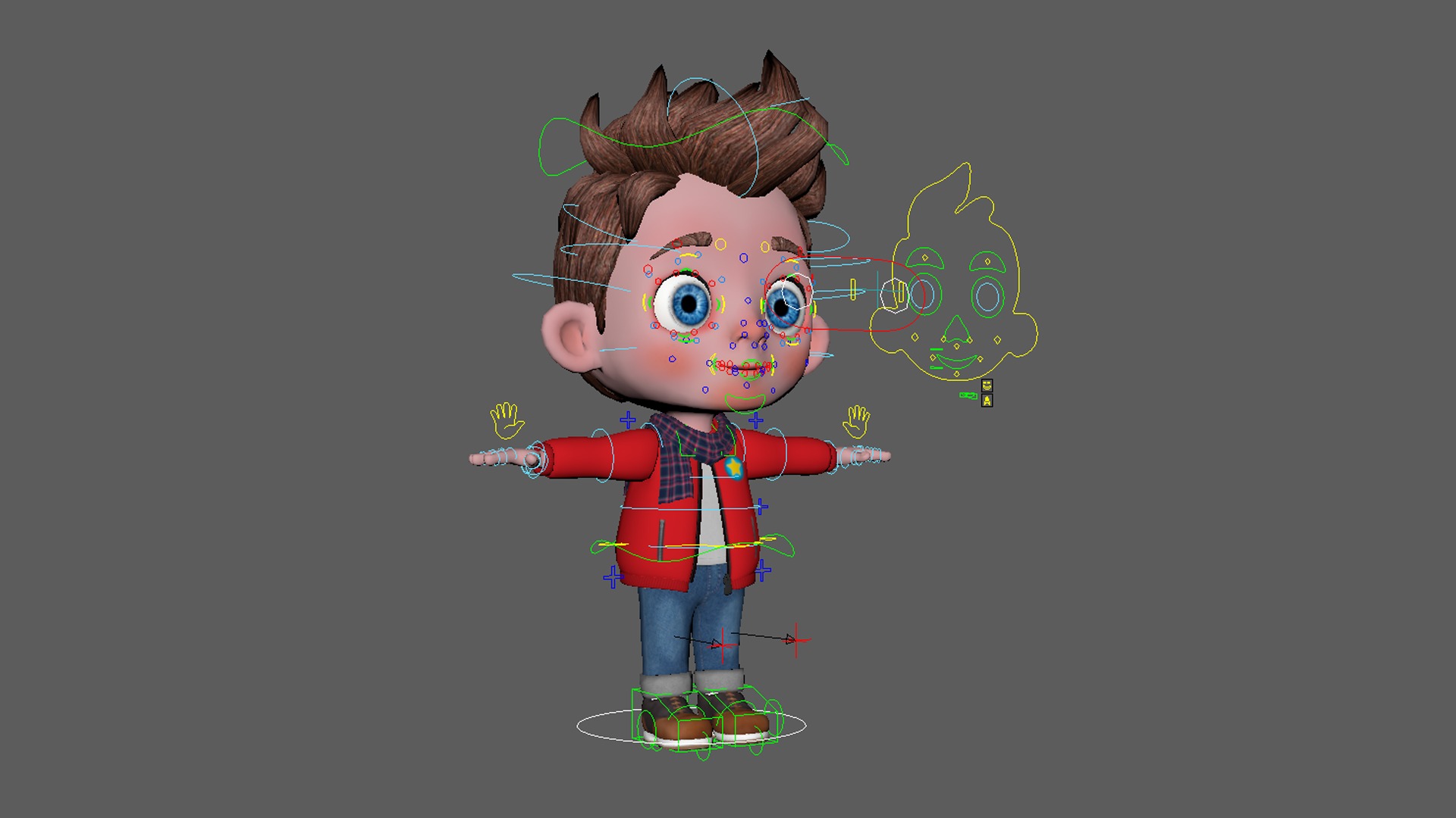 Rigged Low Poly Boy Cartoon character with 20 different outfits 3D model_4