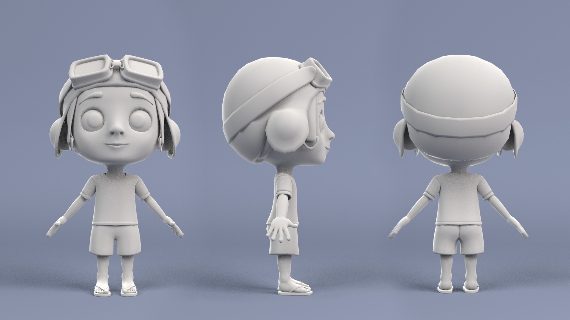 Rigged Low Poly Boy Cartoon character with 20 different outfits 3D model_10