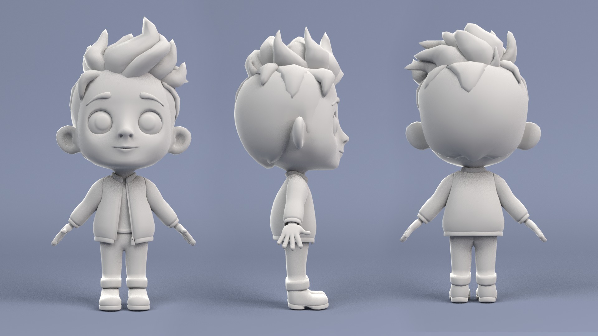Rigged Low Poly Boy Cartoon character with 20 different outfits 3D model_9