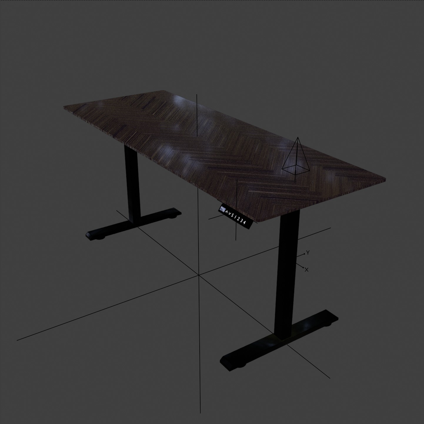 Desk - Adjustable sit and stand Low-poly 3D model_3