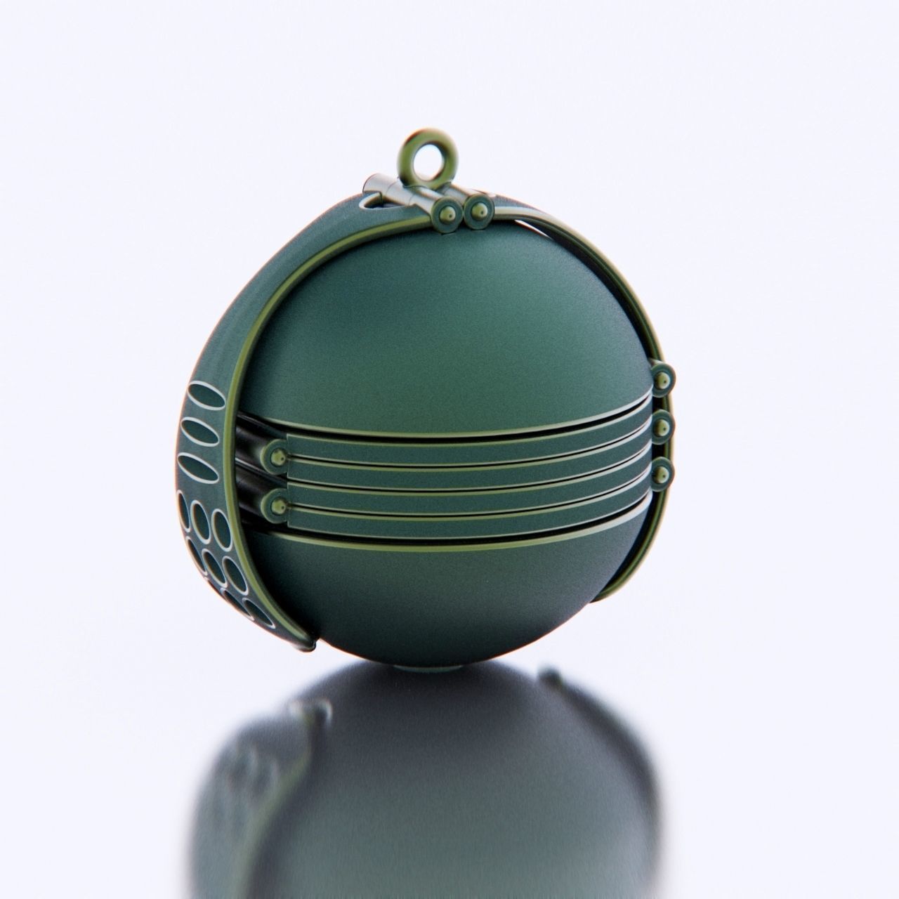 six frames Accordion Ball Expandable Locket Claw Latch Pendant 3D print model_1