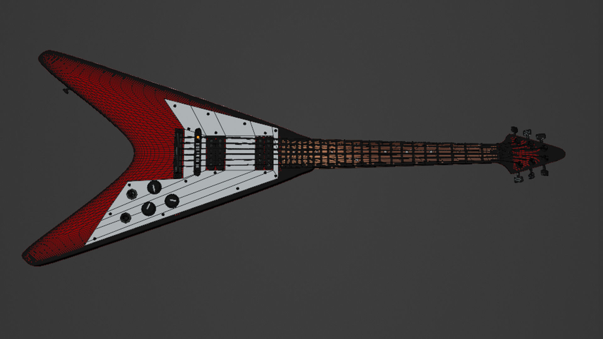 Flying V Heavy Metal Guitar 3D model_6