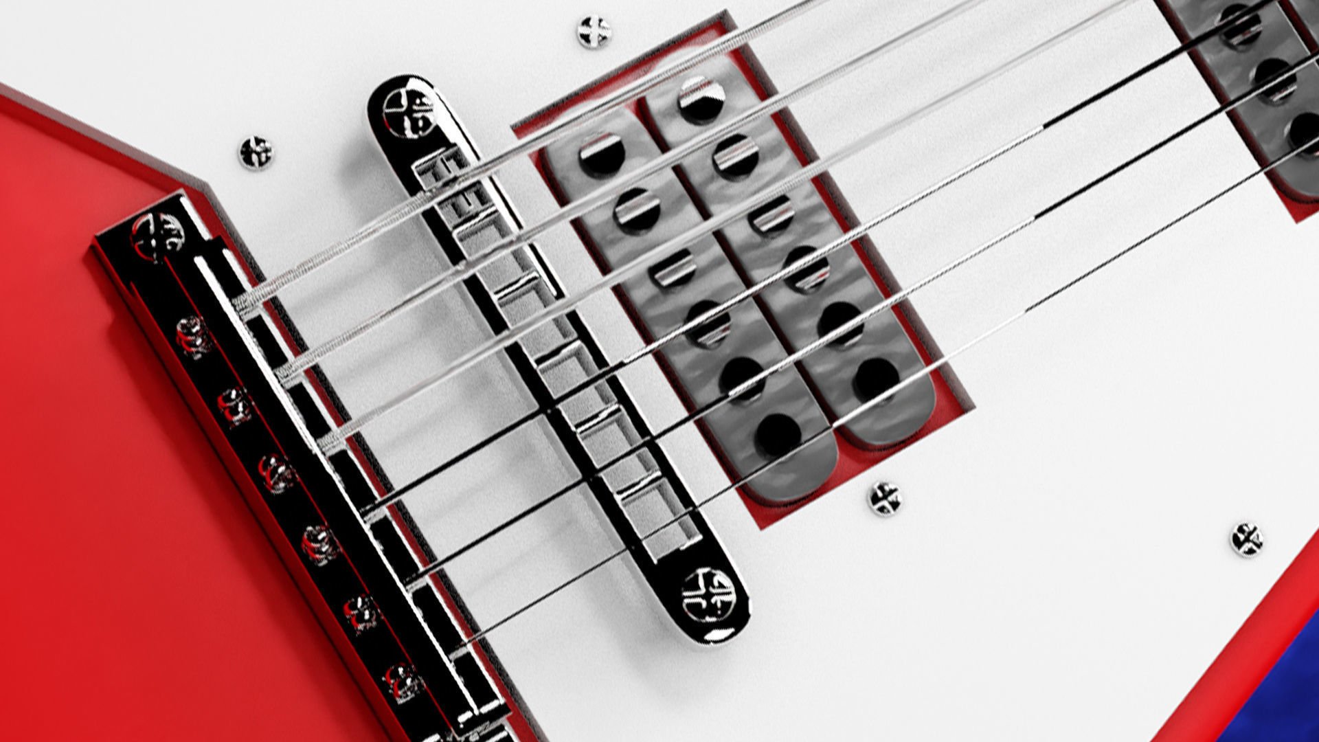 Flying V Heavy Metal Guitar 3D model_3