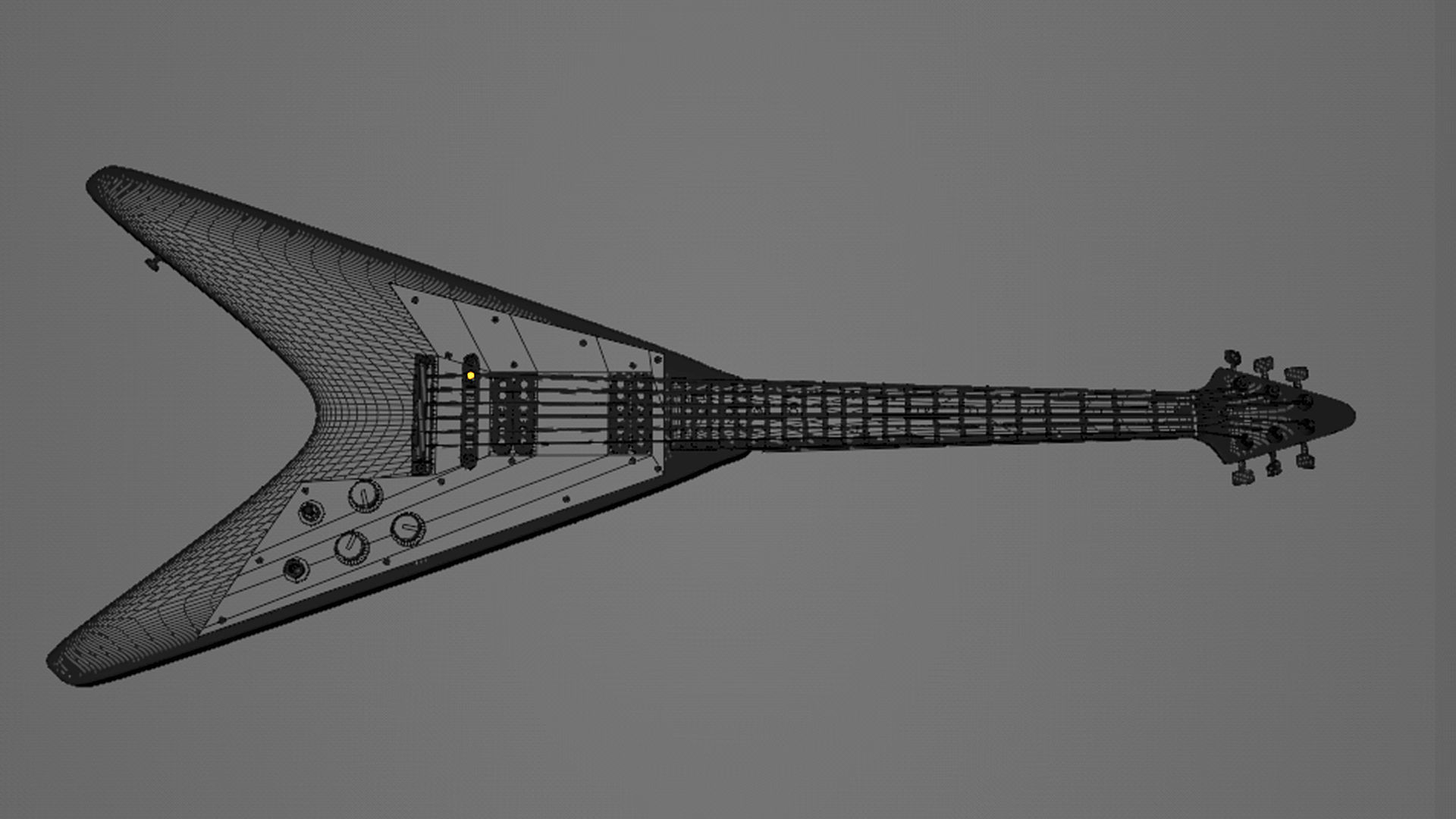 Flying V Heavy Metal Guitar 3D model_5