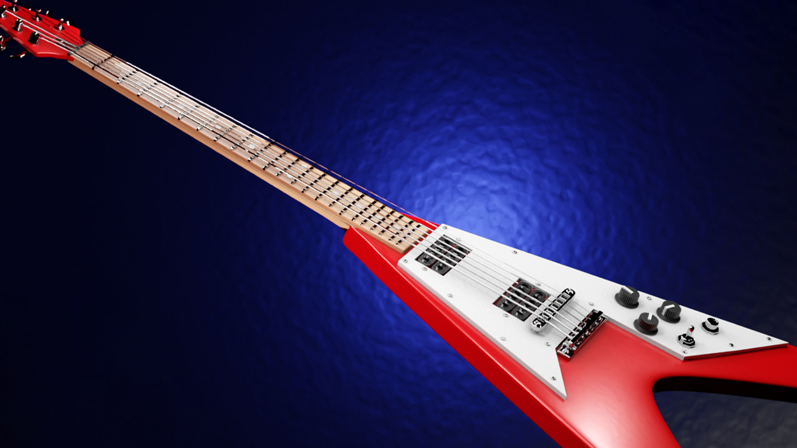 Flying V Heavy Metal Guitar 3D model_4