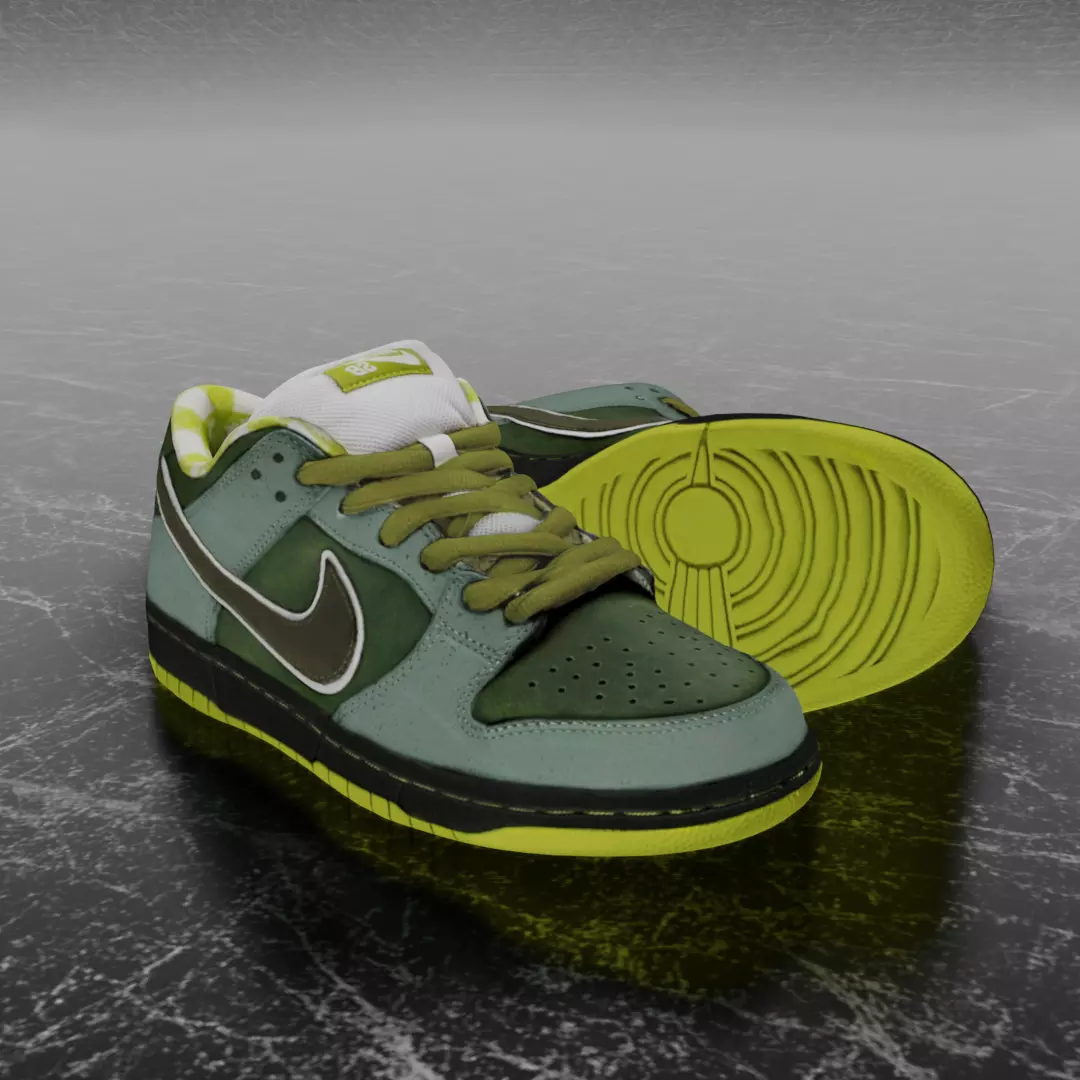 CONCEPTS X NIKE SB DUNK LOW GREEN LOBSTER 3D SHOES Low-poly 3D model