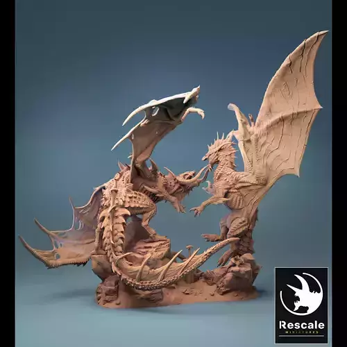 Diorama Dark Dragon VS Grey Dragon  3D print model