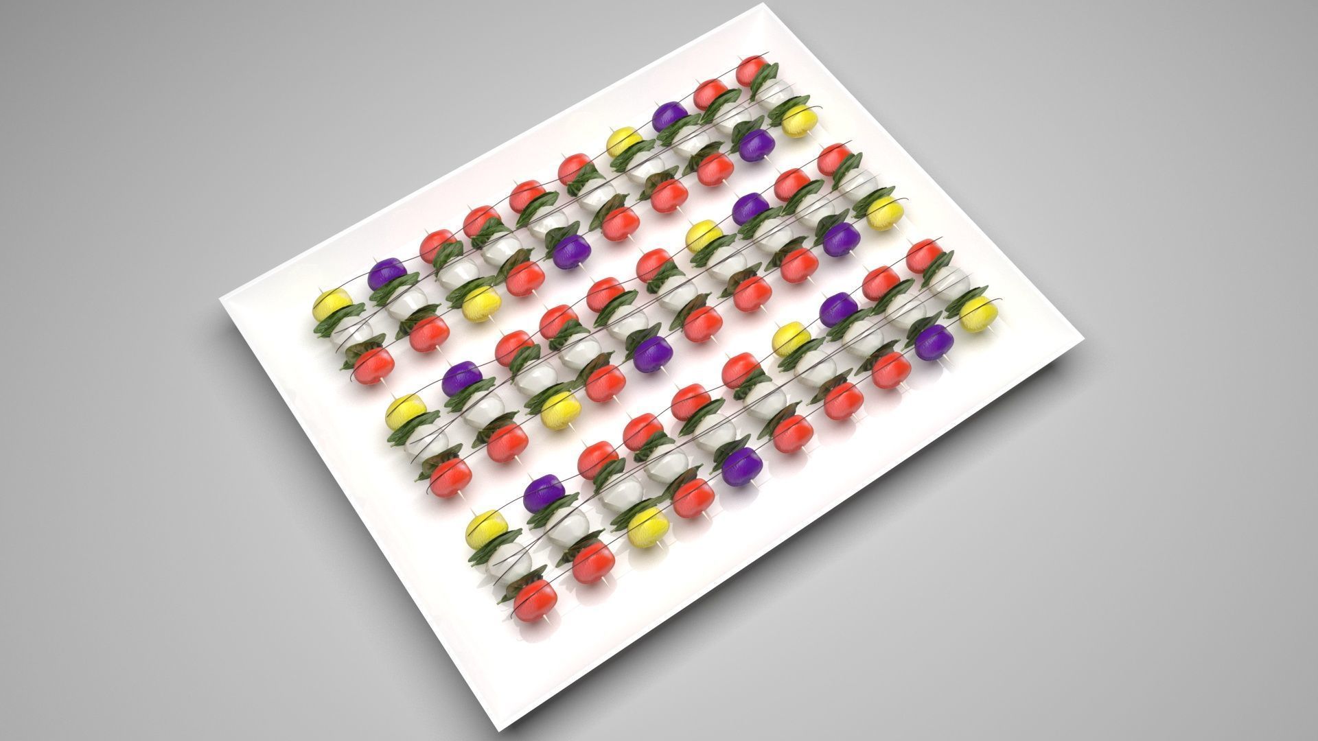 Bowl of Caprese Skewers 3D model_5