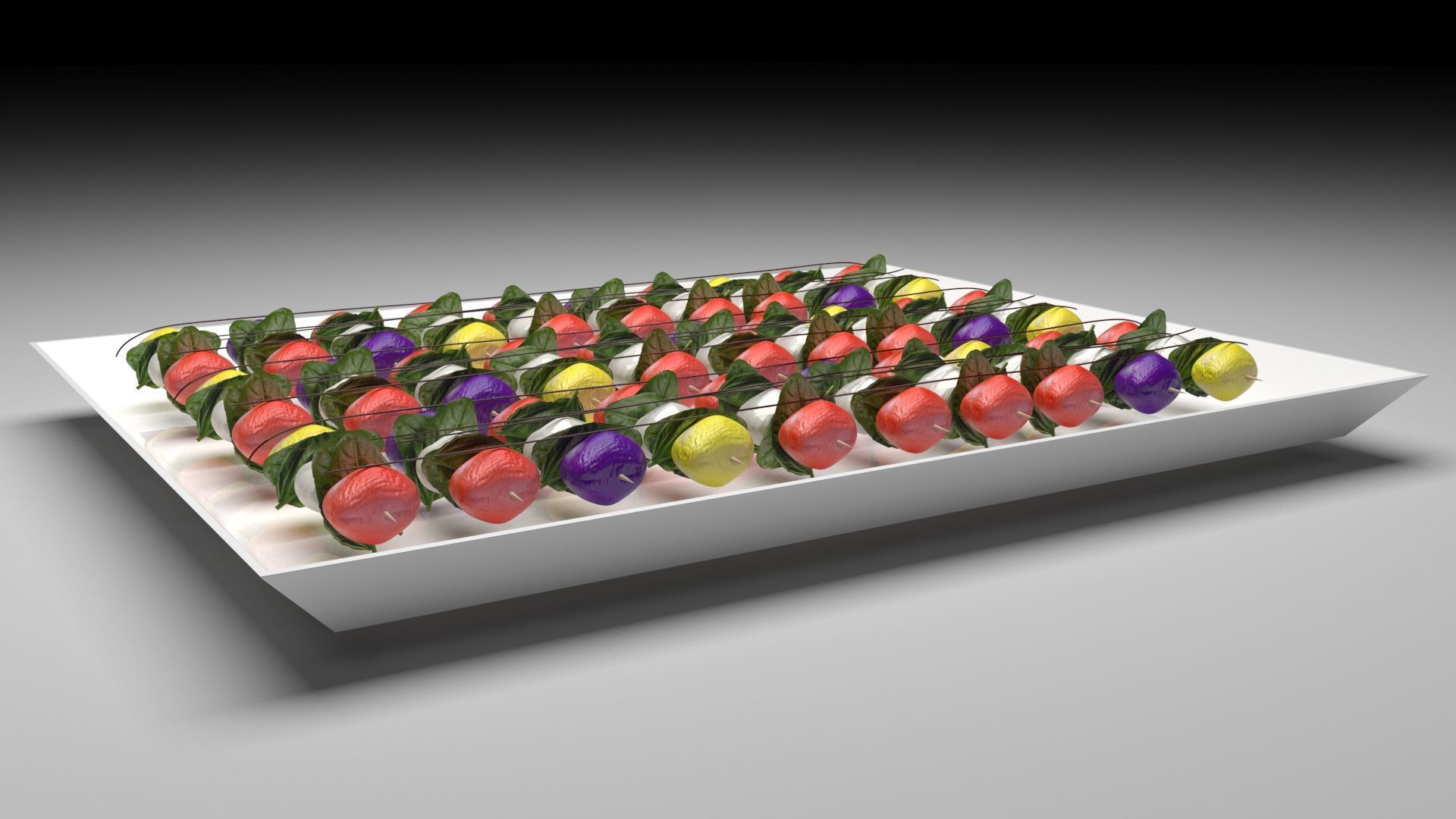Bowl of Caprese Skewers 3D model_8
