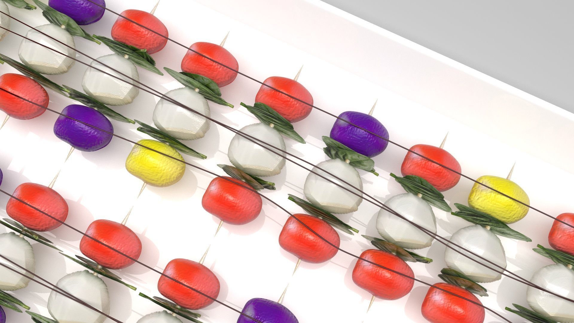 Bowl of Caprese Skewers 3D model_3