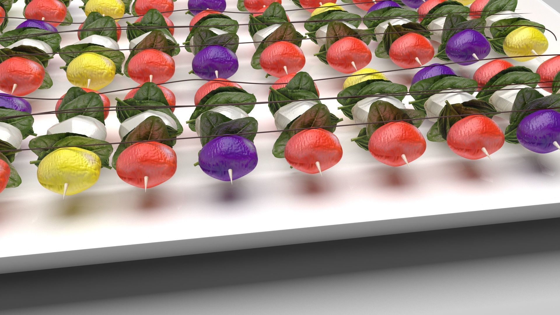 Bowl of Caprese Skewers 3D model_4