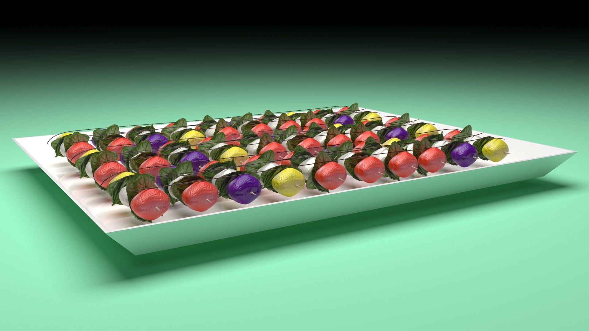 Bowl of Caprese Skewers 3D model_9