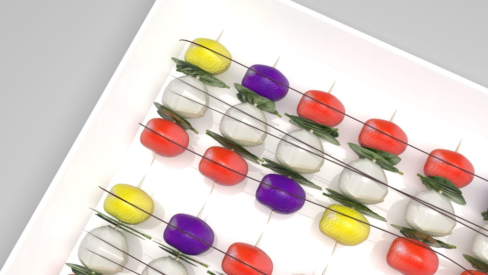 Bowl of Caprese Skewers 3D model_2