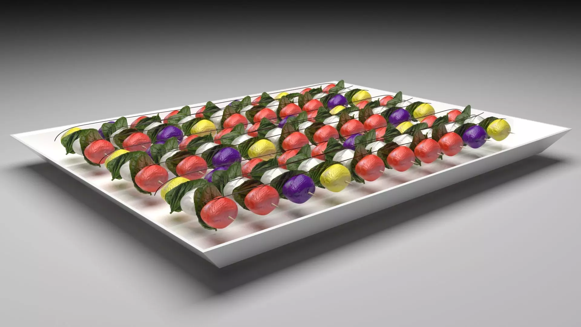 Bowl of Caprese Skewers 3D model_0