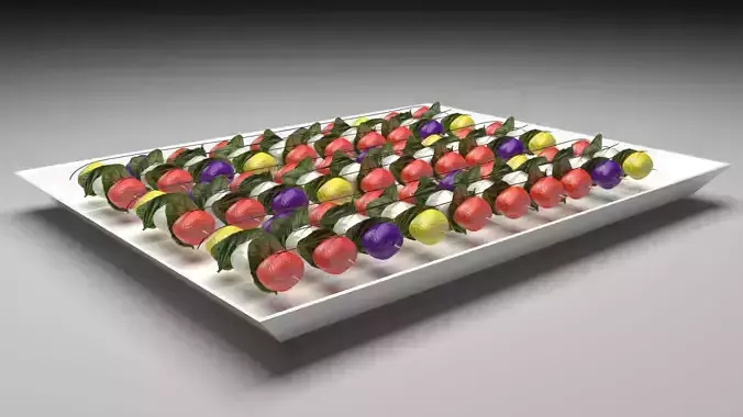 Bowl of Caprese Skewers 3D model