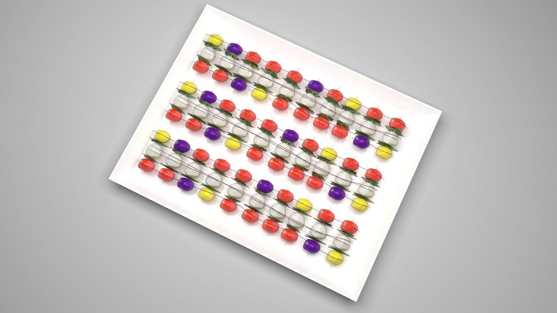 Bowl of Caprese Skewers 3D model_1