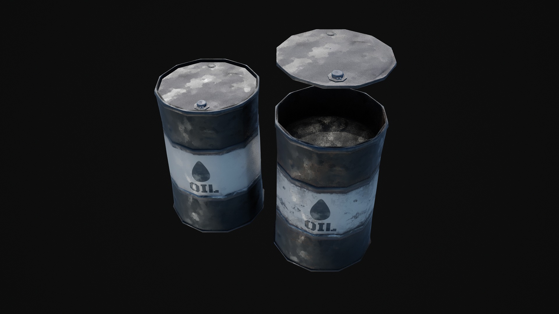 Stylized Steel Barrel Low-poly 3D model_6
