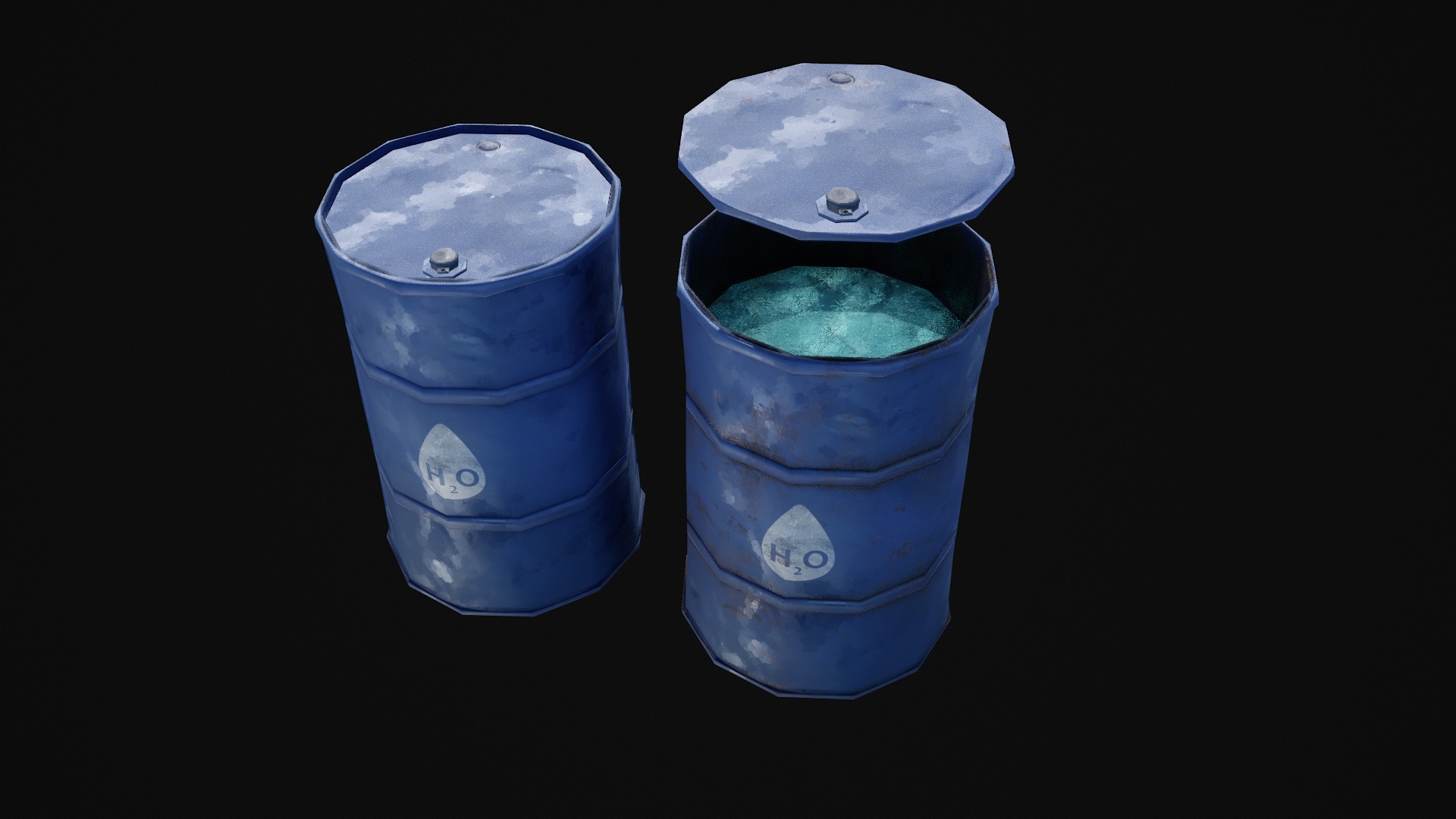 Stylized Steel Barrel Low-poly 3D model_4