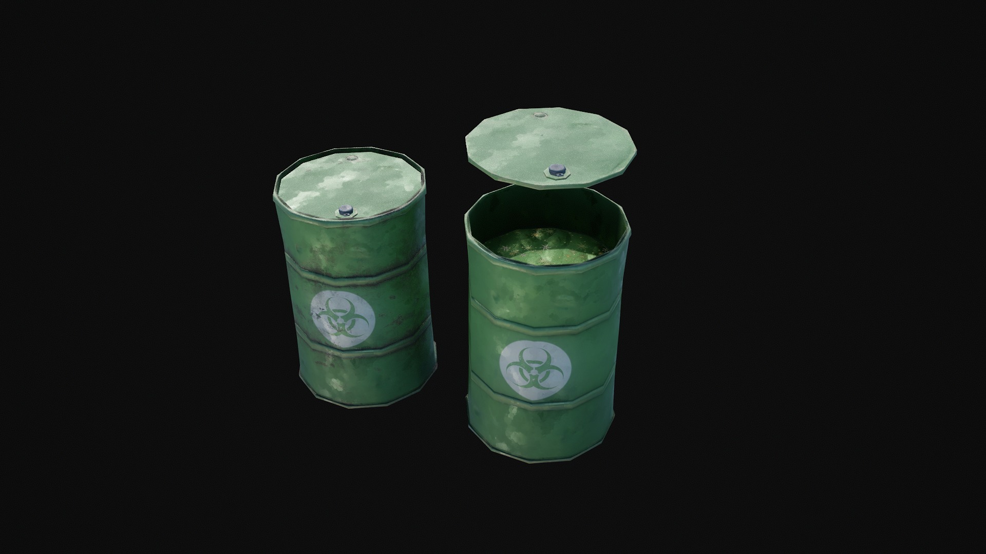 Stylized Steel Barrel Low-poly 3D model_7