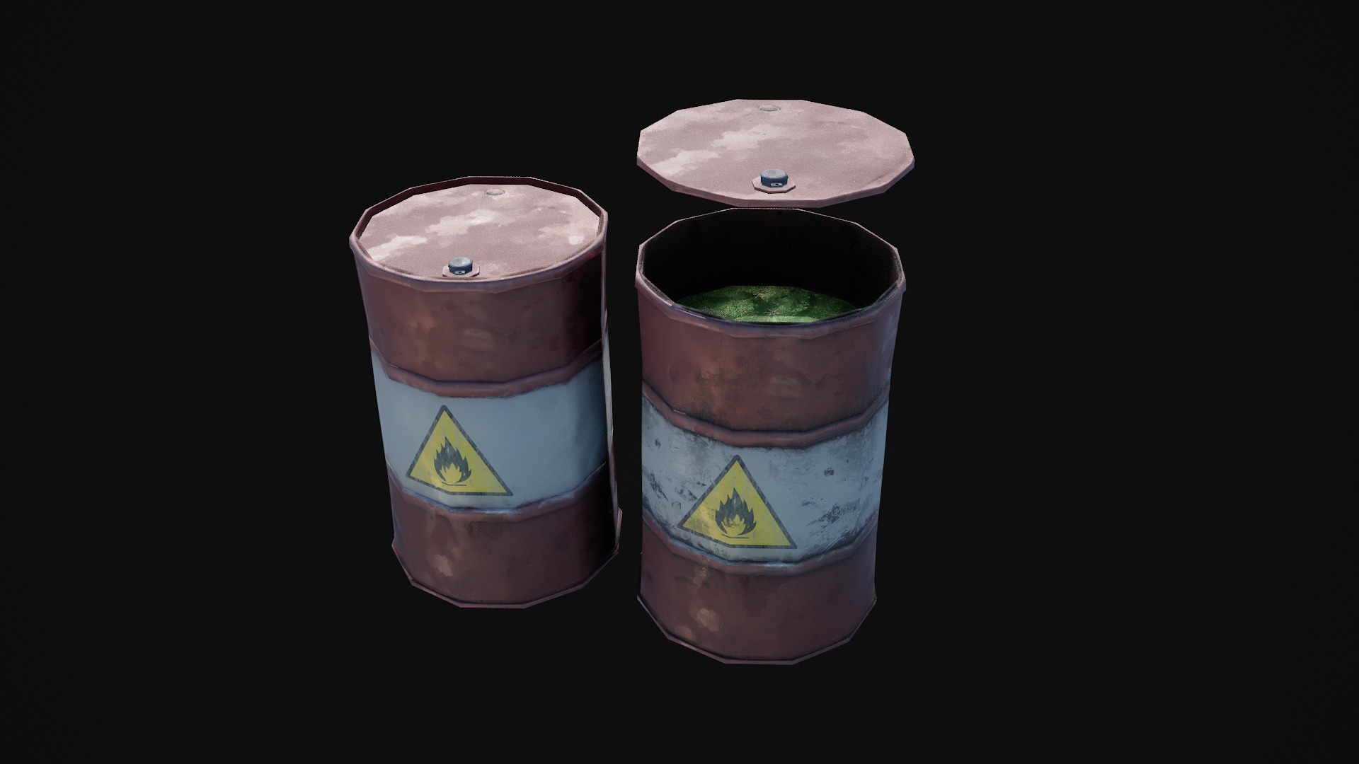 Stylized Steel Barrel Low-poly 3D model_3
