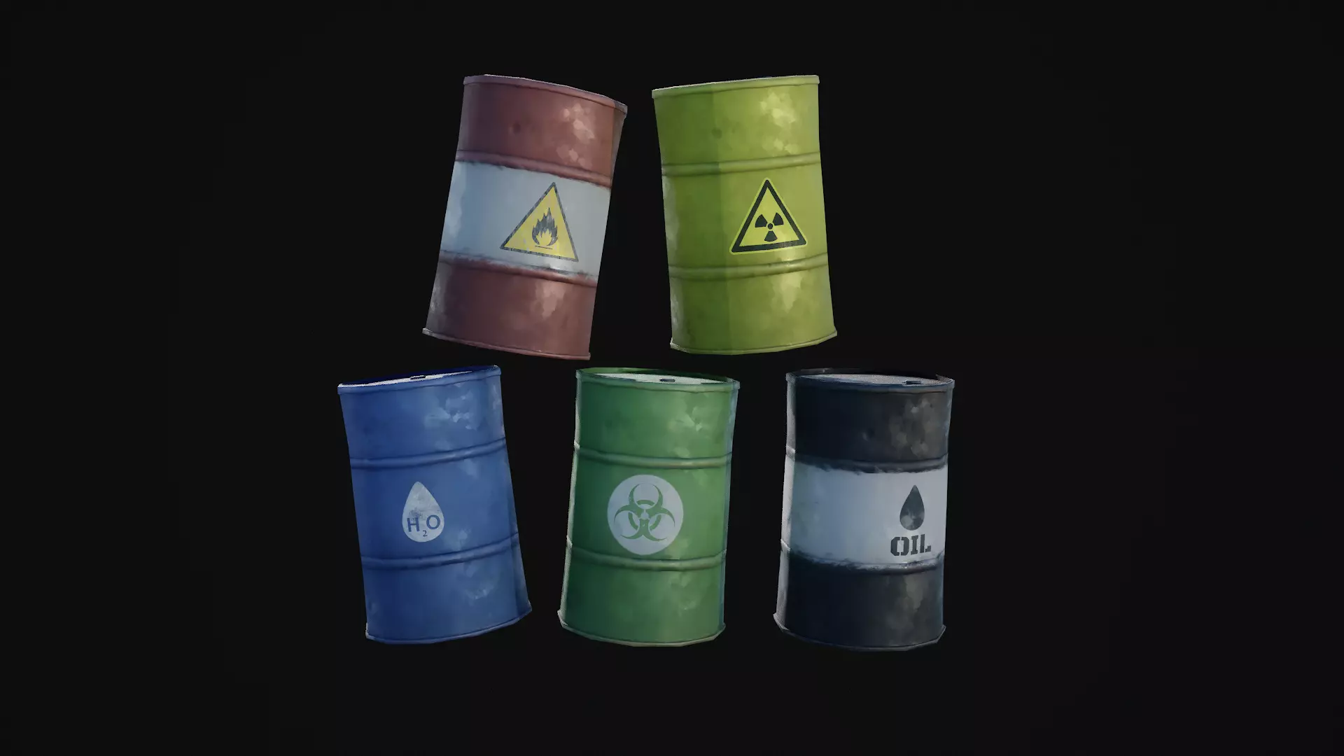 Stylized Steel Barrel Low-poly 3D model_0