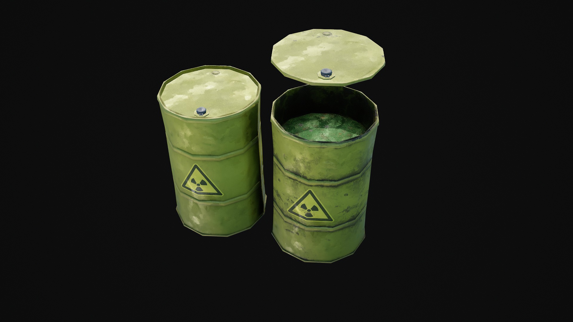 Stylized Steel Barrel Low-poly 3D model_5