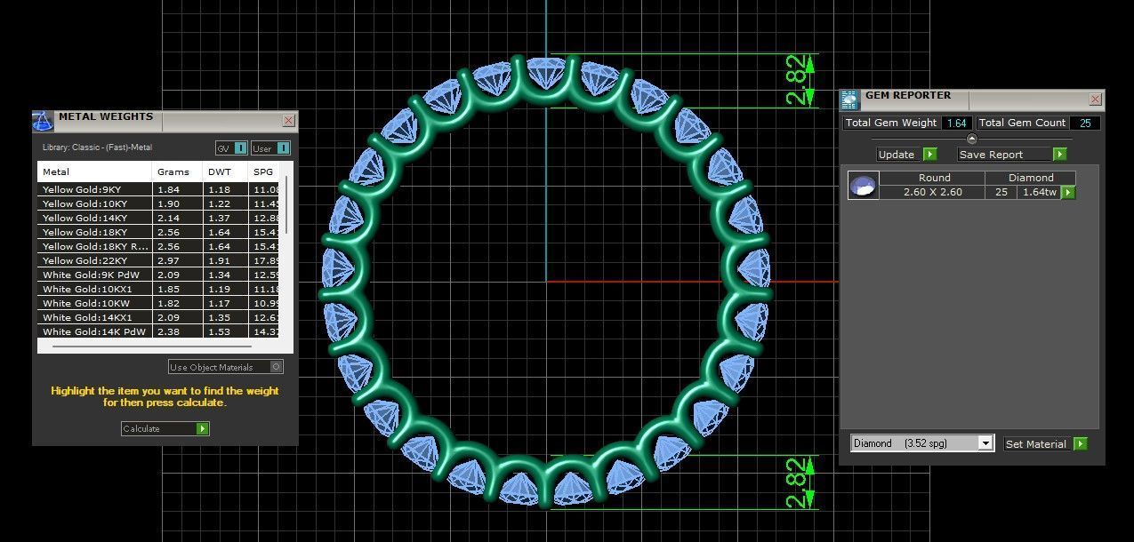 U Shaped Eternity Ring 2 point 6 mm stone size swiss 17 and EU57 3D print model_3