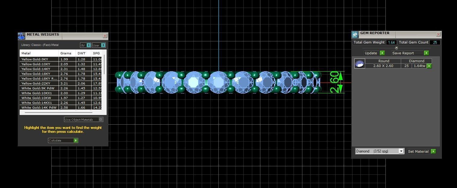 U Shaped Eternity Ring 2 point 6 mm stone size swiss 20 and EU60 3D print model_2