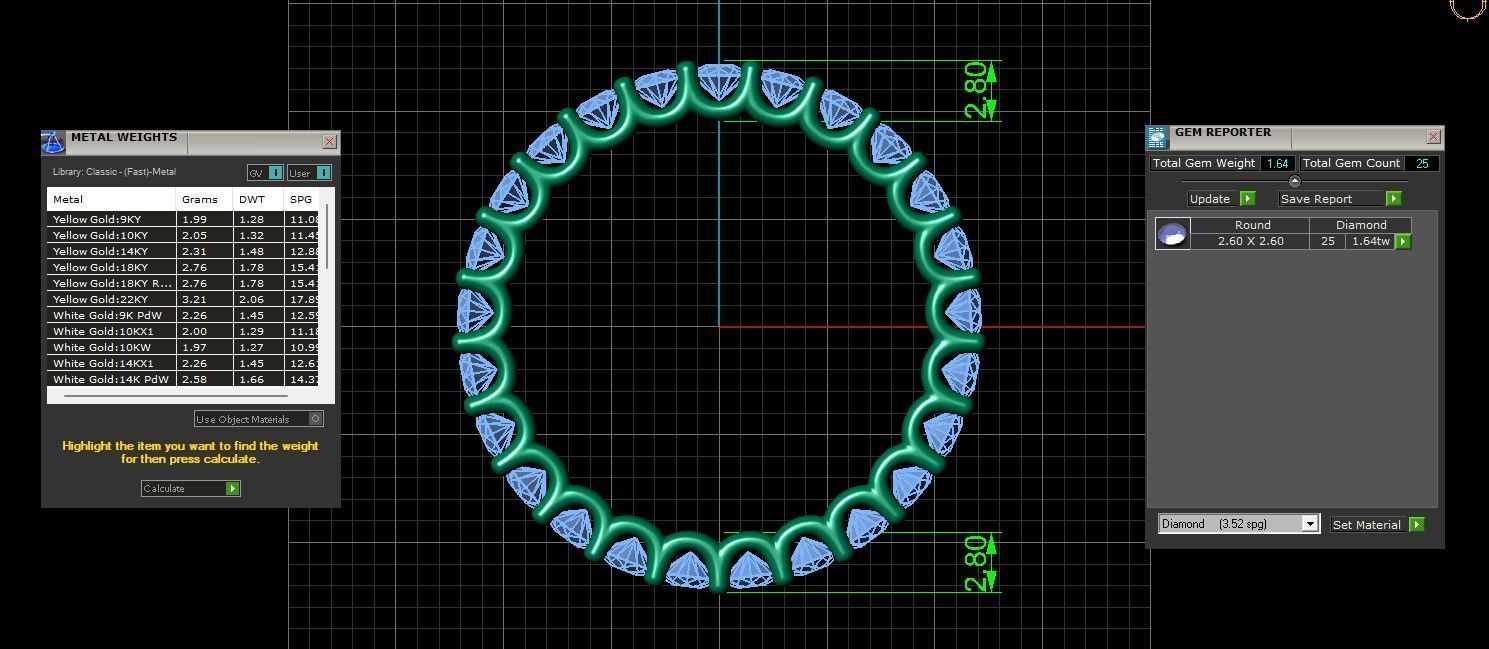 U Shaped Eternity Ring 2 point 6 mm stone size swiss 20 and EU60 3D print model_3