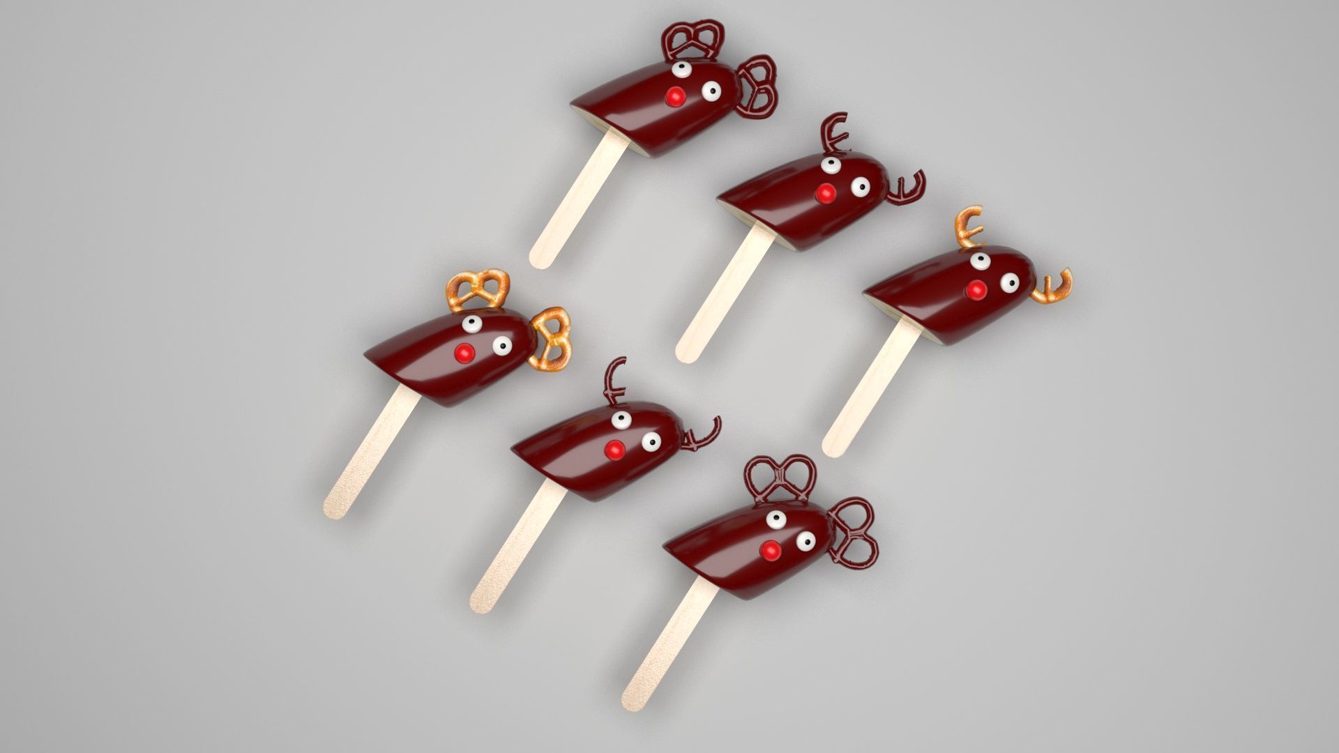 Reindeer Banana Cake Pops Set 3D model_1