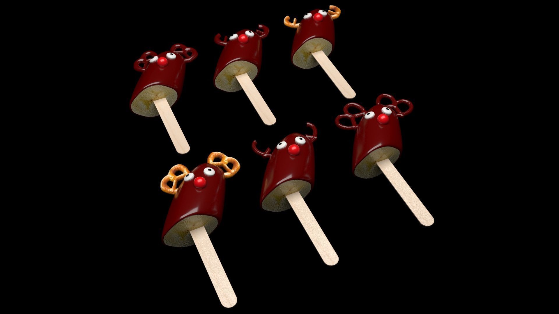 Reindeer Banana Cake Pops Set 3D model_7