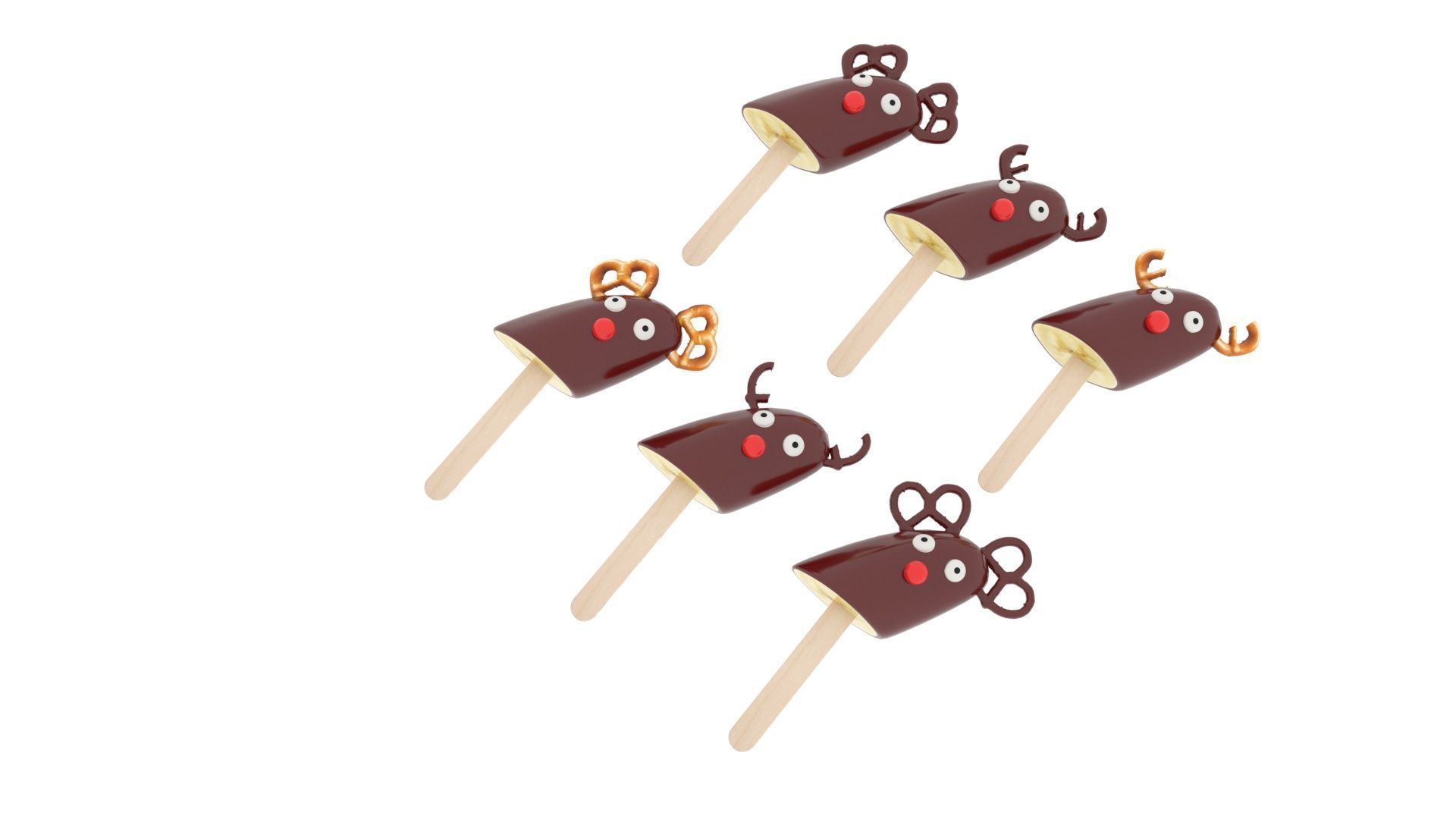 Reindeer Banana Cake Pops Set 3D model_9