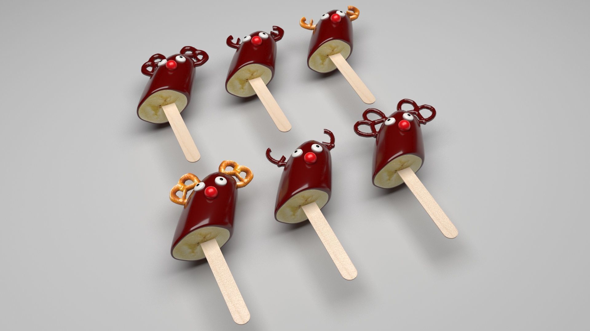 Reindeer Banana Cake Pops Set 3D model_5