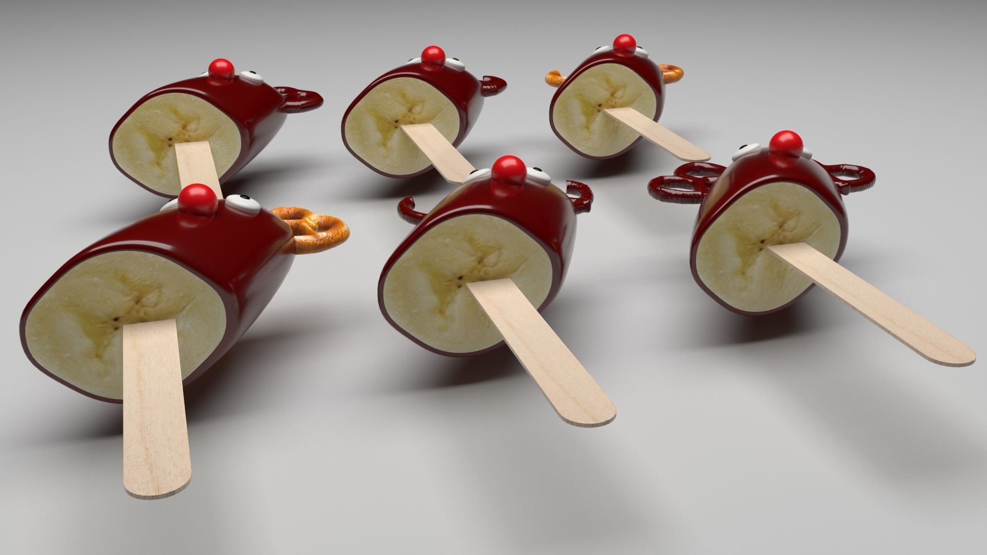 Reindeer Banana Cake Pops Set 3D model_4