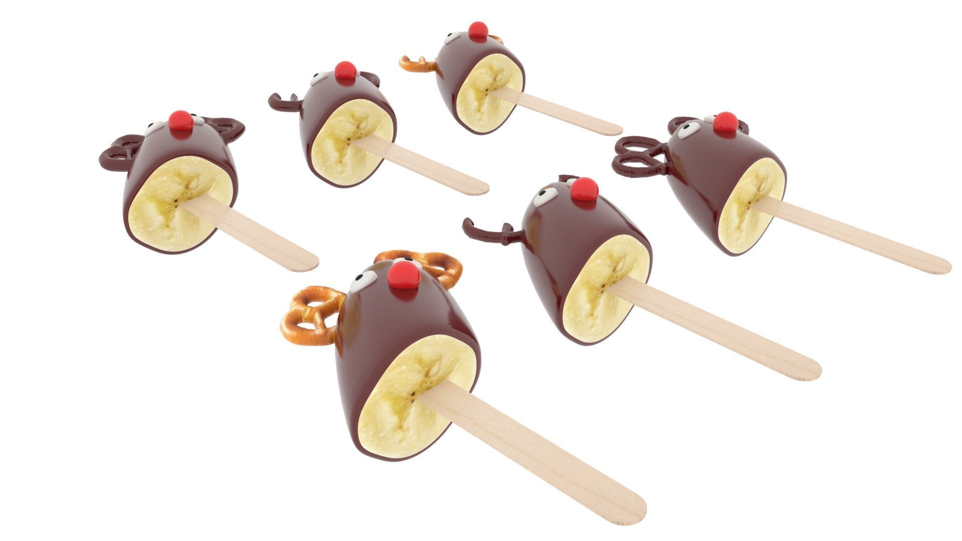 Reindeer Banana Cake Pops Set 3D model_13