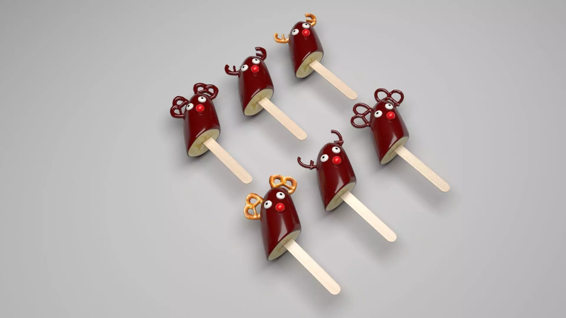 Reindeer Banana Cake Pops Set 3D model_0