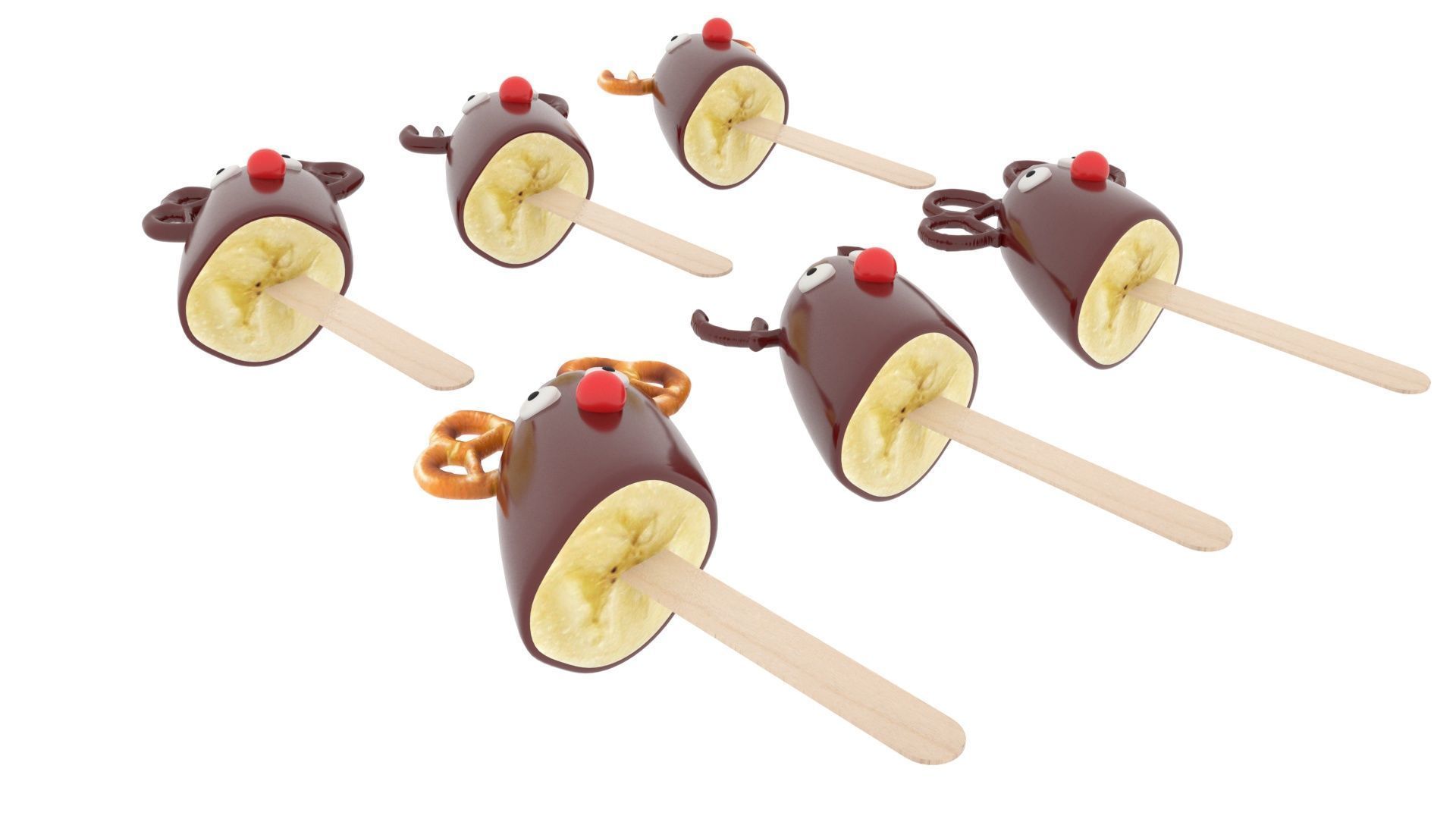 Reindeer Banana Cake Pops Set 3D model_8