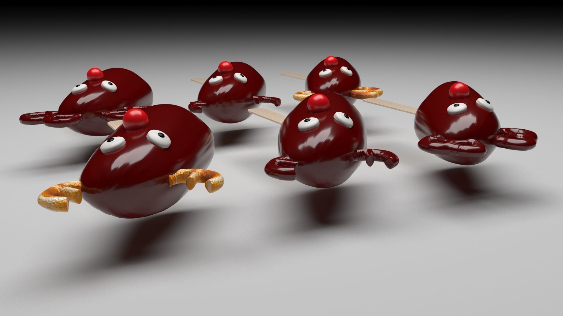 Reindeer Banana Cake Pops Set 3D model_2