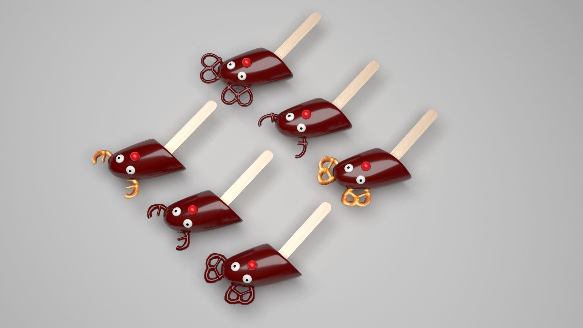 Reindeer Banana Cake Pops Set 3D model_3