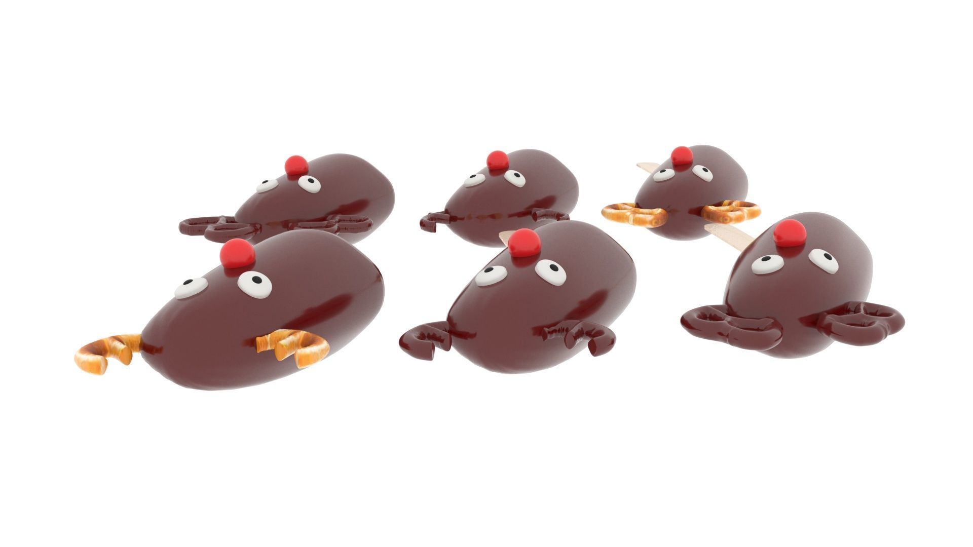 Reindeer Banana Cake Pops Set 3D model_10