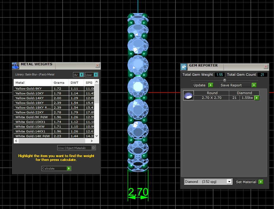 U Shaped Eternity Ring 2 point 7 mm stone size swiss 8 and EU48 3D print model_4