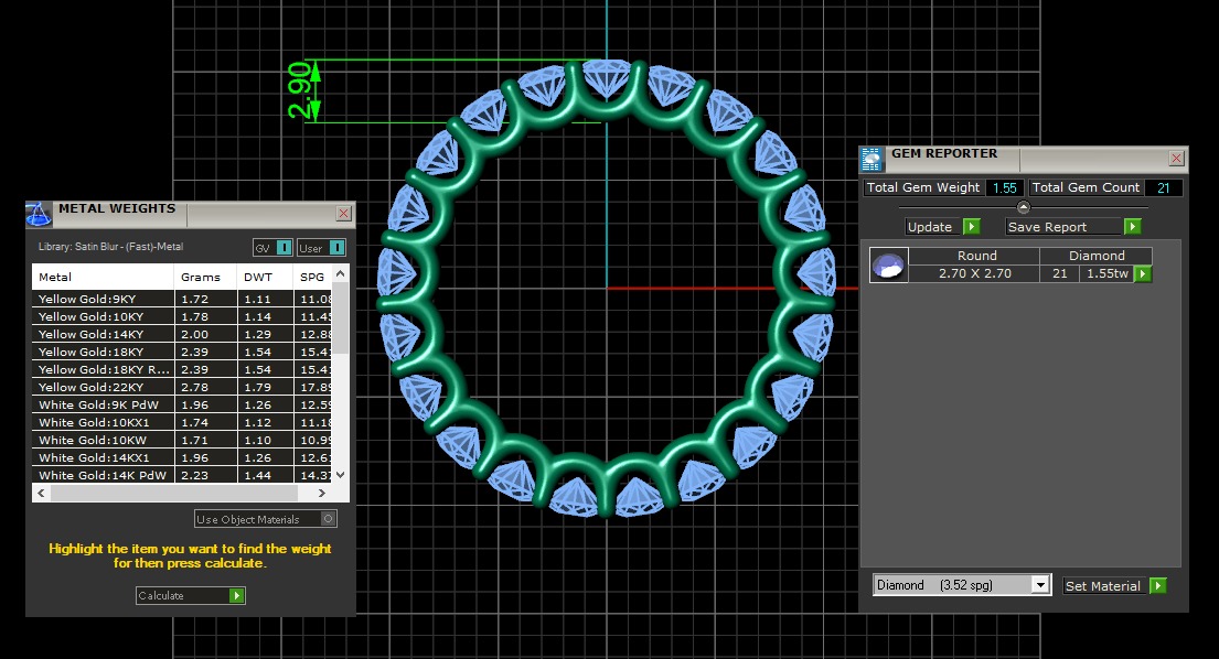 U Shaped Eternity Ring 2 point 7 mm stone size swiss 8 and EU48 3D print model_3