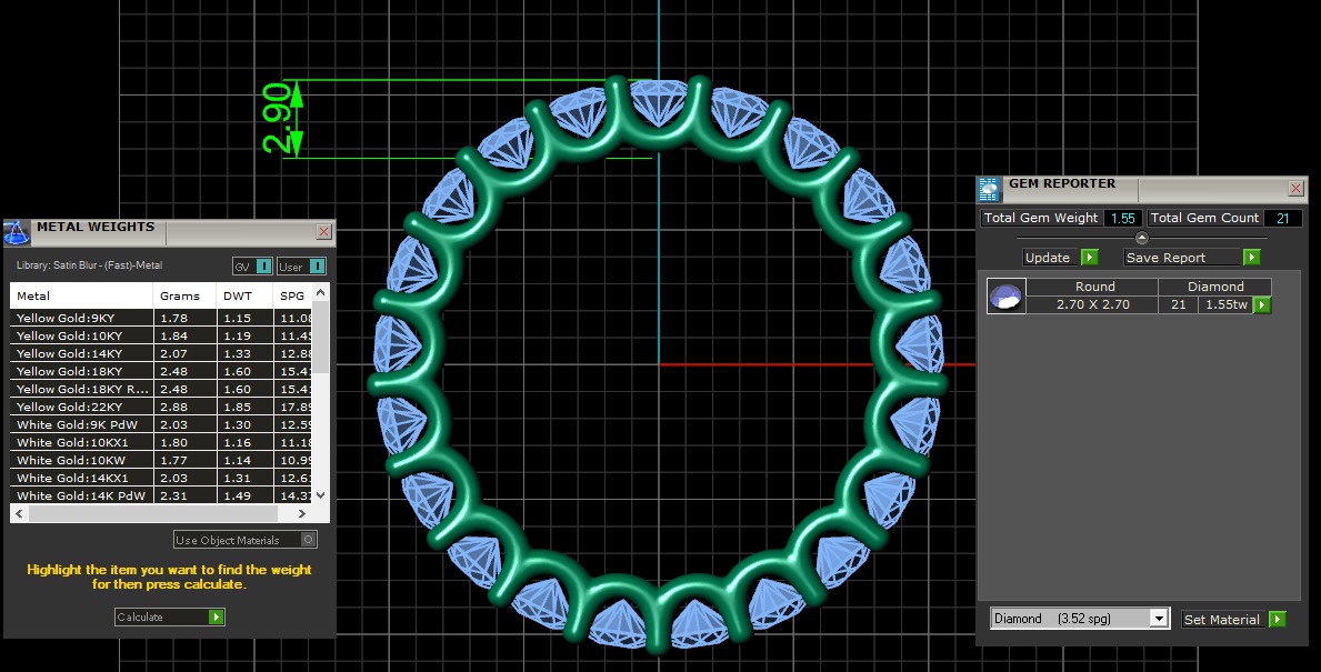 U Shaped Eternity Ring 2 point 7 mm stone size swiss 9 and EU49  3D print model_3